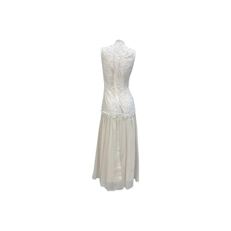 AFGGD Sleeveless Dresses Women's White-1