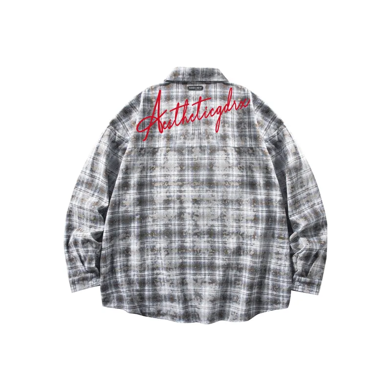 GDRX Shirt Unisex Blue White Plaid Tie-Dye-7