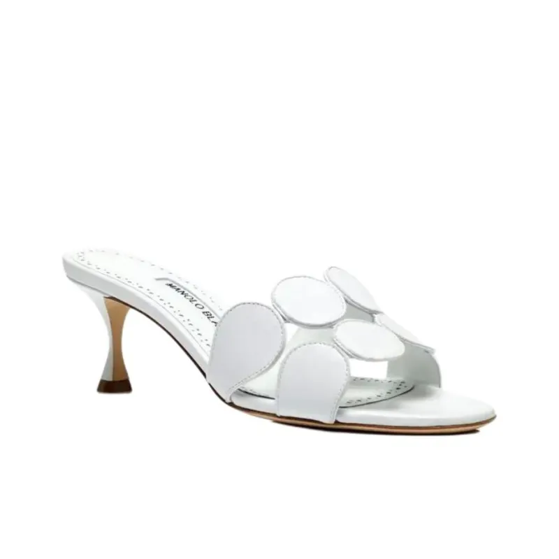 MANOLO BLAHNIK Slide Slippers 5cm Women's White-2