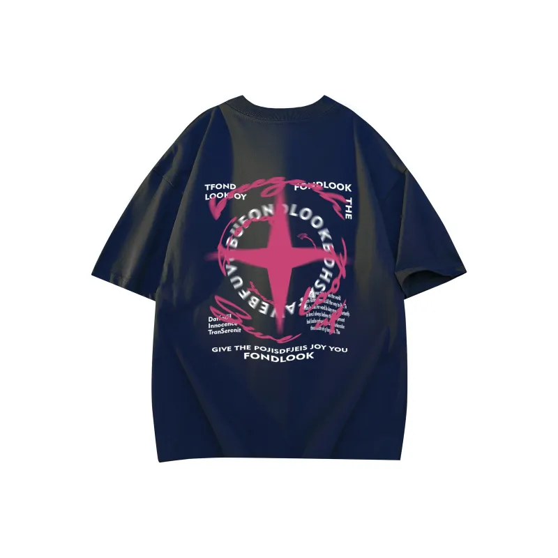 FONDLOOK T Shirts Unisex Navy Blue-0