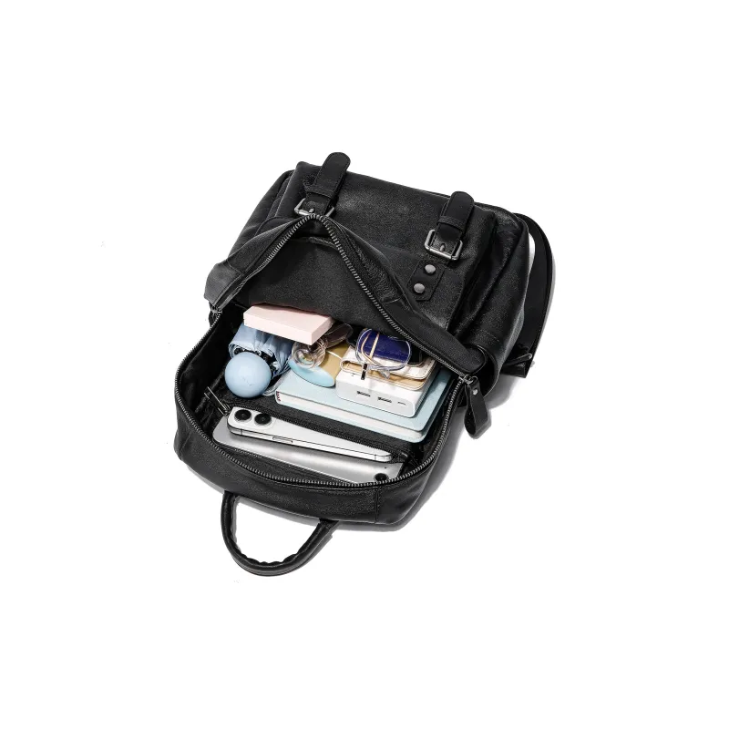 Ace Paul Cow Leather Backpack Unisex Black-7