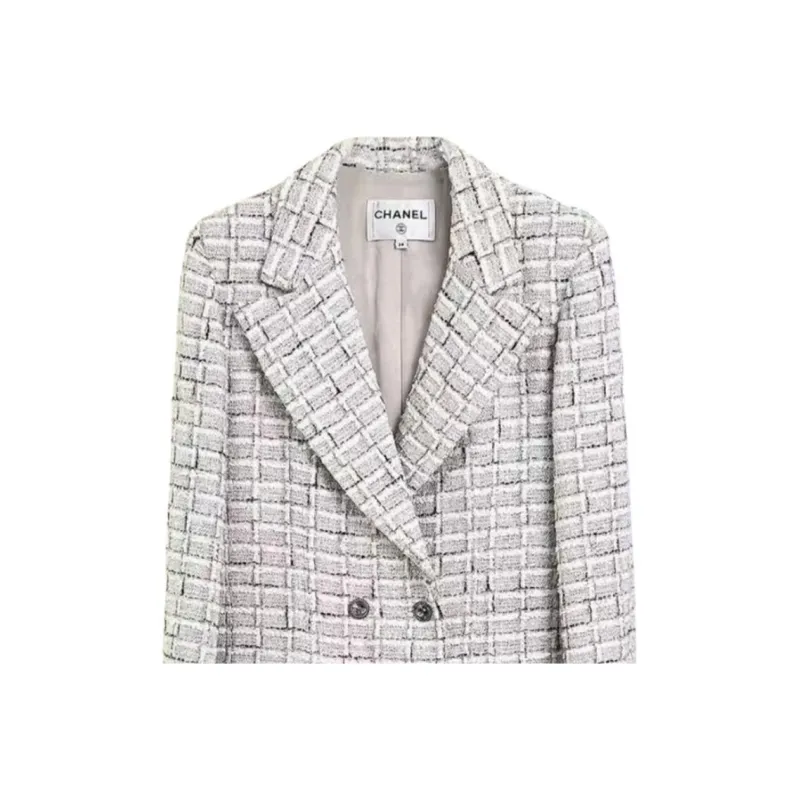 CHANEL Business Suit Coat Women's Light Gray-3