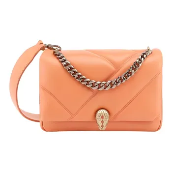 BVLGARI Serpenti Cabochon Calfskin Handbag, Shoulder Bag, Crossbody Bag Trumpets Women's Orange