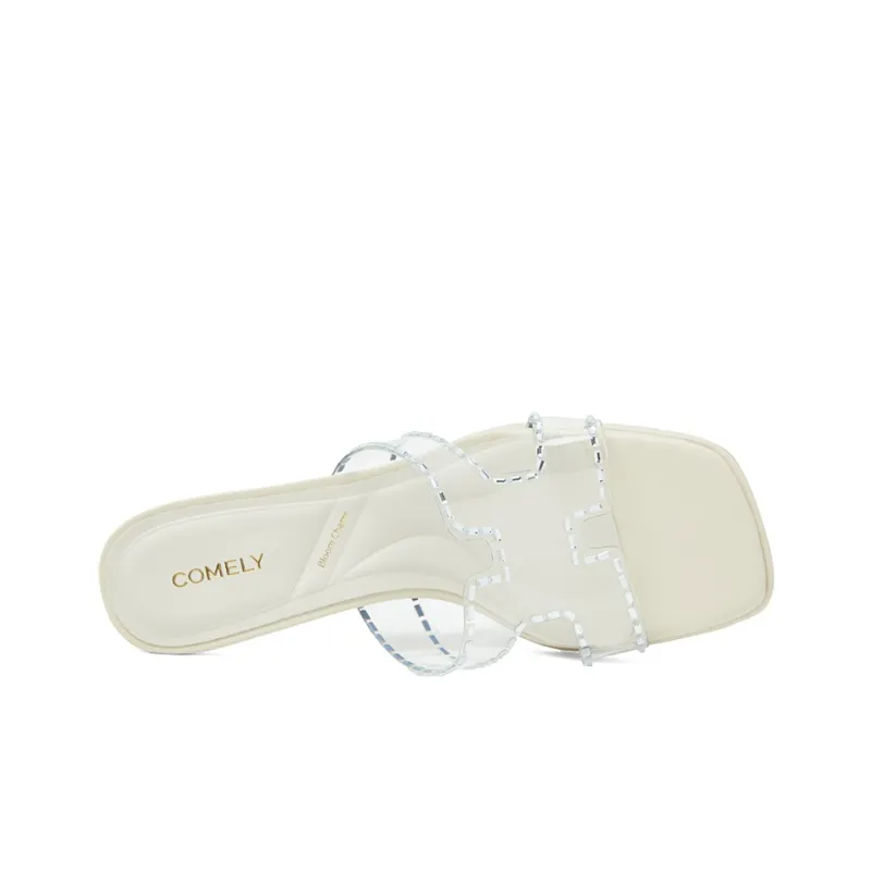 COMELY Slide Slippers Women's Silver/Beige/Transparent-8