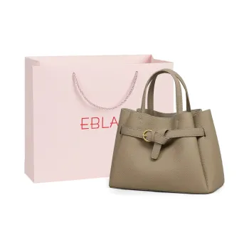 EBLAN Cow Leather Handbag Regular Women's Stone Wall Gray
