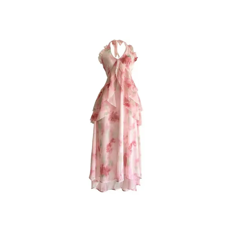 SNZX Slip Dresses Women's Oil Painting Fairy-0