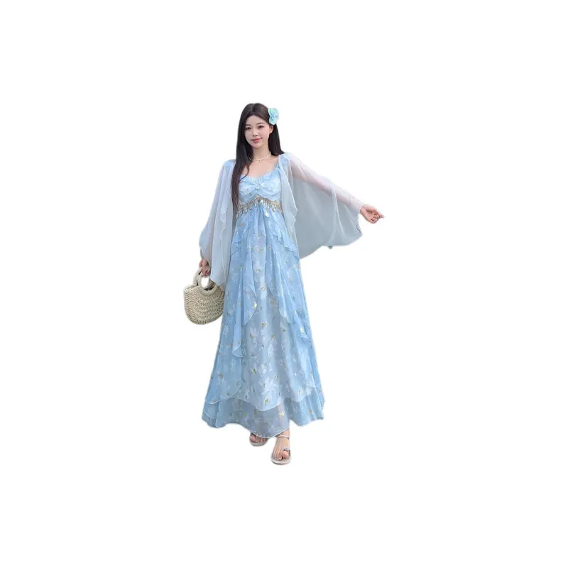 ZCDECO Two Piece Skirt Sets Women's Light Blue-0