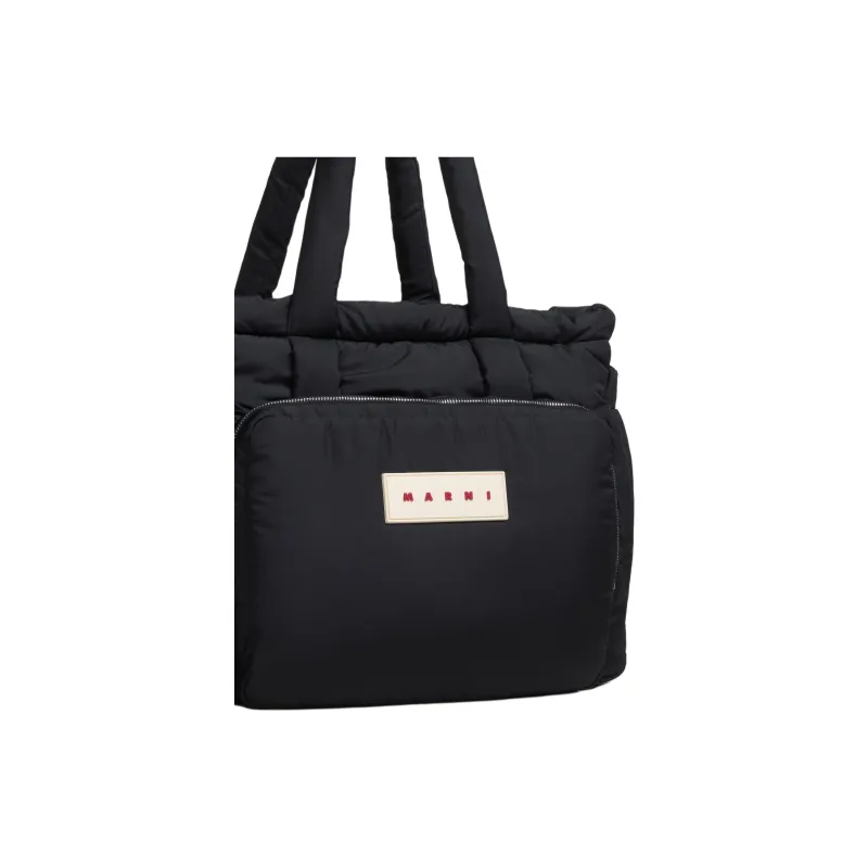 MARNI Polyester Tote Bag, Shopping Bag, Handbag, Shoulder Bag Men's Black-4