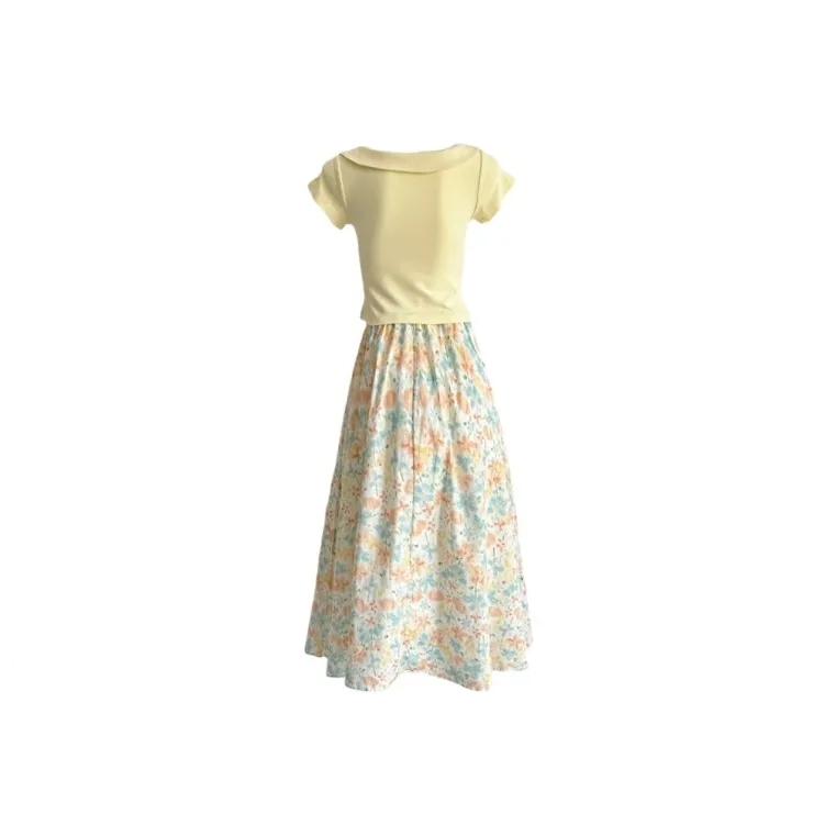 SNZX Two Piece Skirt Sets Women's Cropped T Shirt Skirt Clothing Sets-1