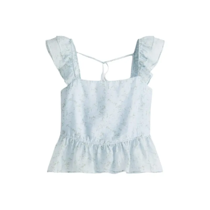 H&M Shirts Women's Light Blue/Floral-0