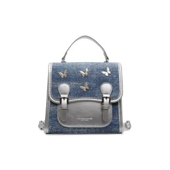 Meow In The Grass Denim Backpack Women's Multicolor