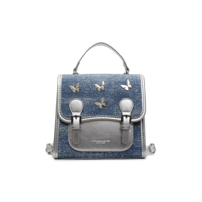 Meow In The Grass Denim Backpack Women's Multicolor-0