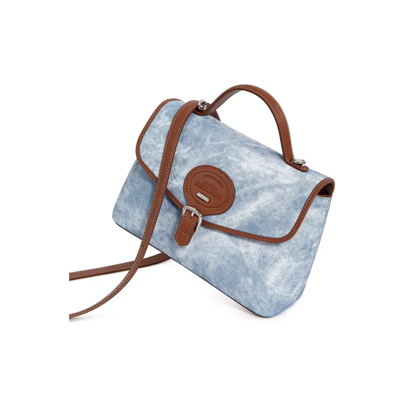 Cthulhu Cow Leather Tie Dye Small Square Bag Shoulder Bag, Crossbody Bag, Handbag Trumpets Women's Blue Brown-4