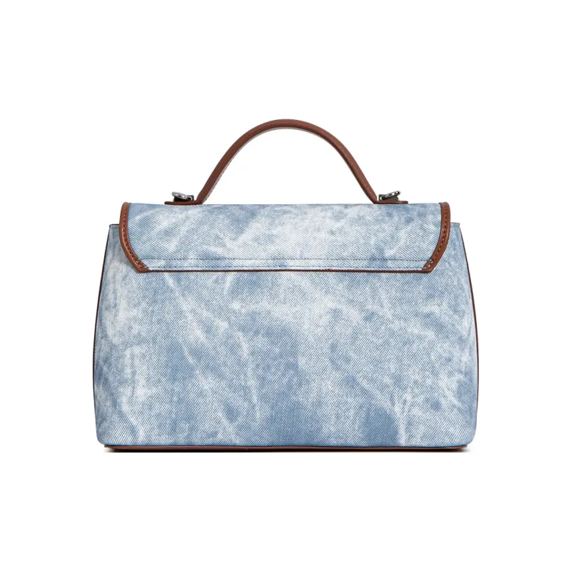 Cthulhu Cow Leather Tie Dye Small Square Bag Shoulder Bag, Crossbody Bag, Handbag Trumpets Women's Blue Brown-3