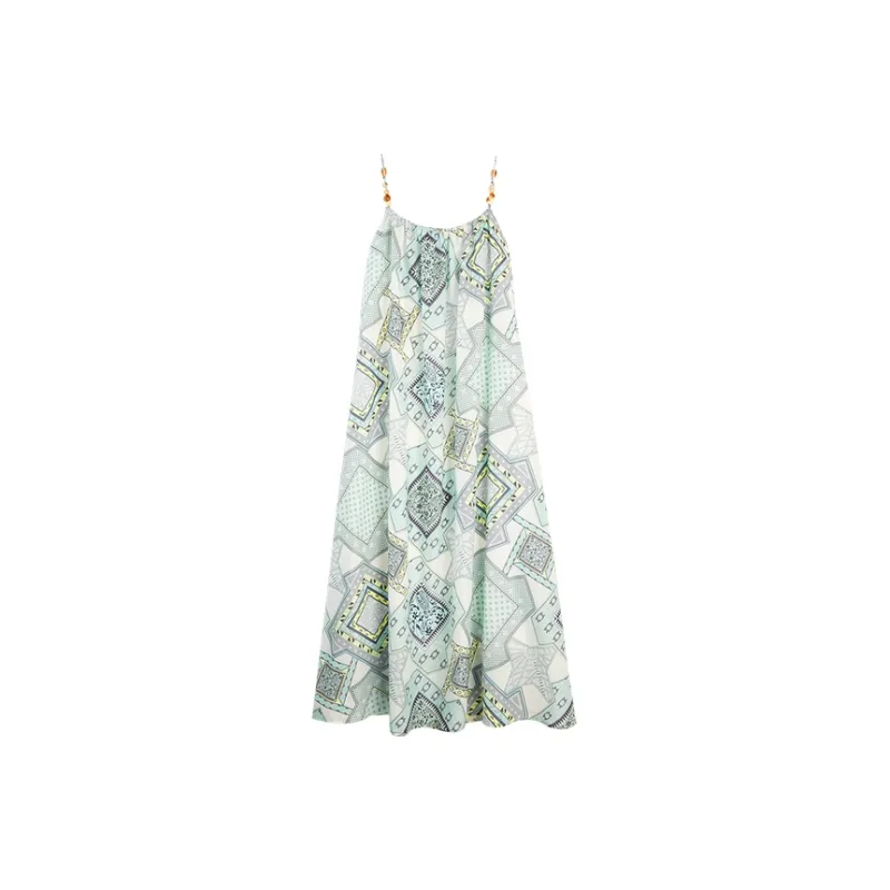 ELLE Slip Dresses Women's Blue Green-1