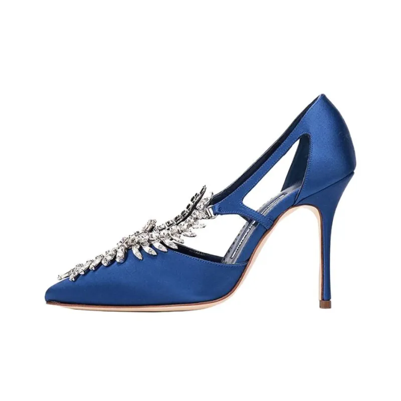 MANOLO BLAHNIK Slim Heel High Heels 10cm Women's Blue-0