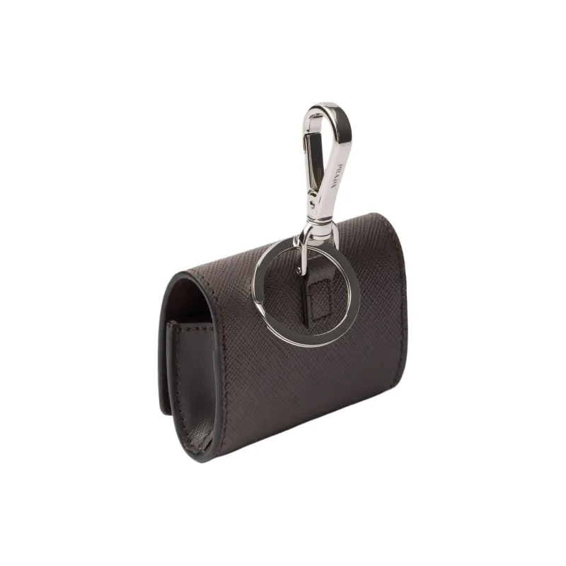 PRADA Saffiano Calfskin Earphone Case Women's Smoke Gray-1
