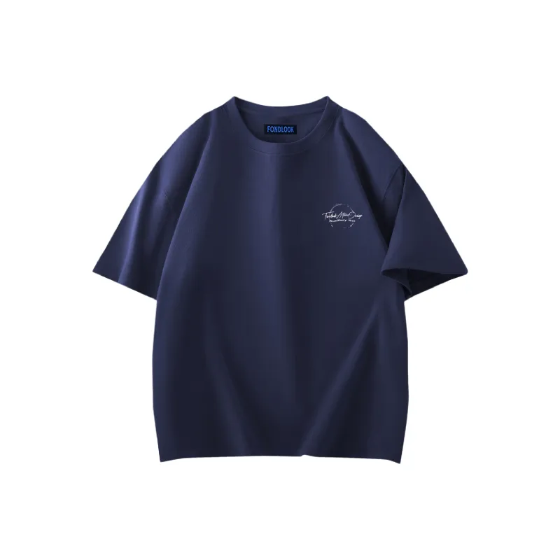 FONDLOOK T Shirts Unisex Navy Blue-1