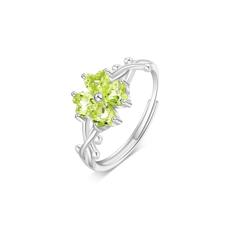 Lao Feng Xiang Natural Peridots Colored Gemstone Rings Women's-0