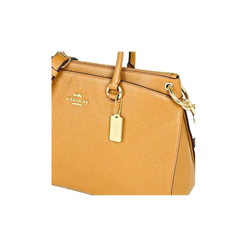 COACH Mia Pebbled Leather Shoulder Bag Crossbody Bag Handbag Large Size Women's Brown-2
