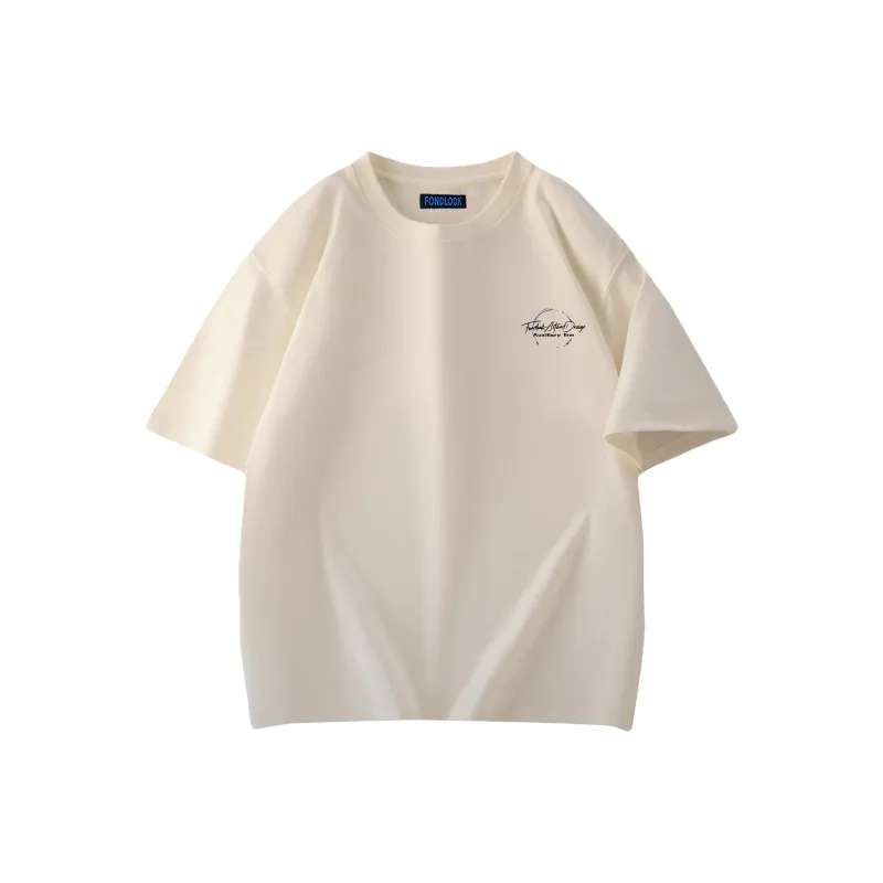 FONDLOOK T Shirts Unisex Light Beige Apricot-1
