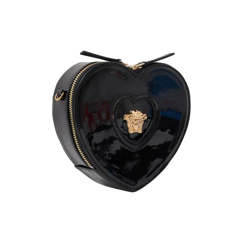 VERSACE La Medusa Patent Leather Calfskin Shoulder Bag Crossbody Bag Regular Kids' Black-1