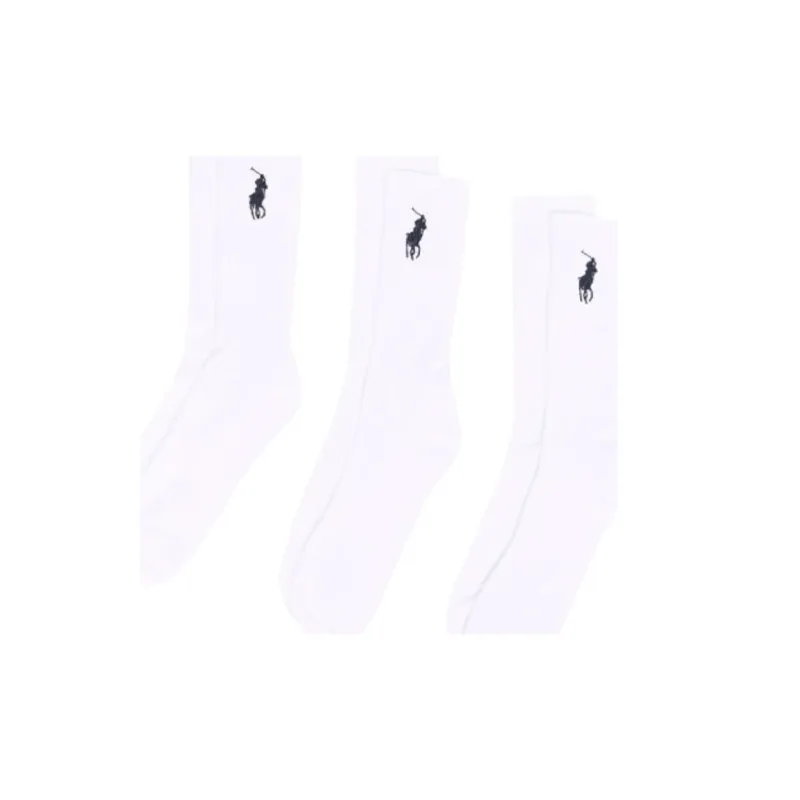 Polo Ralph Lauren Mid Calf Socks Unisex 3 Pack White-3