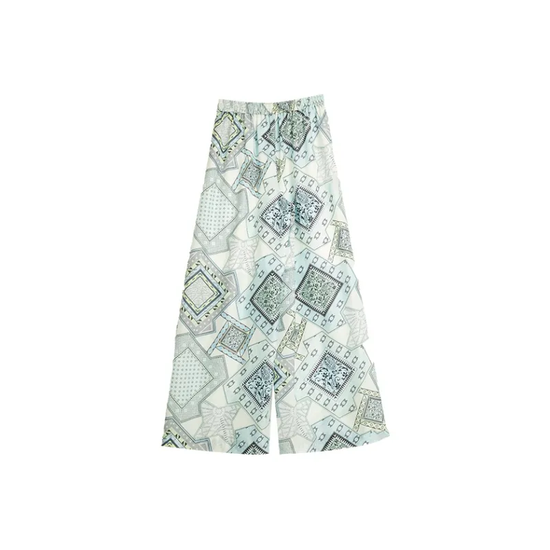 ELLE Casual Pants Women's Blue Green-1