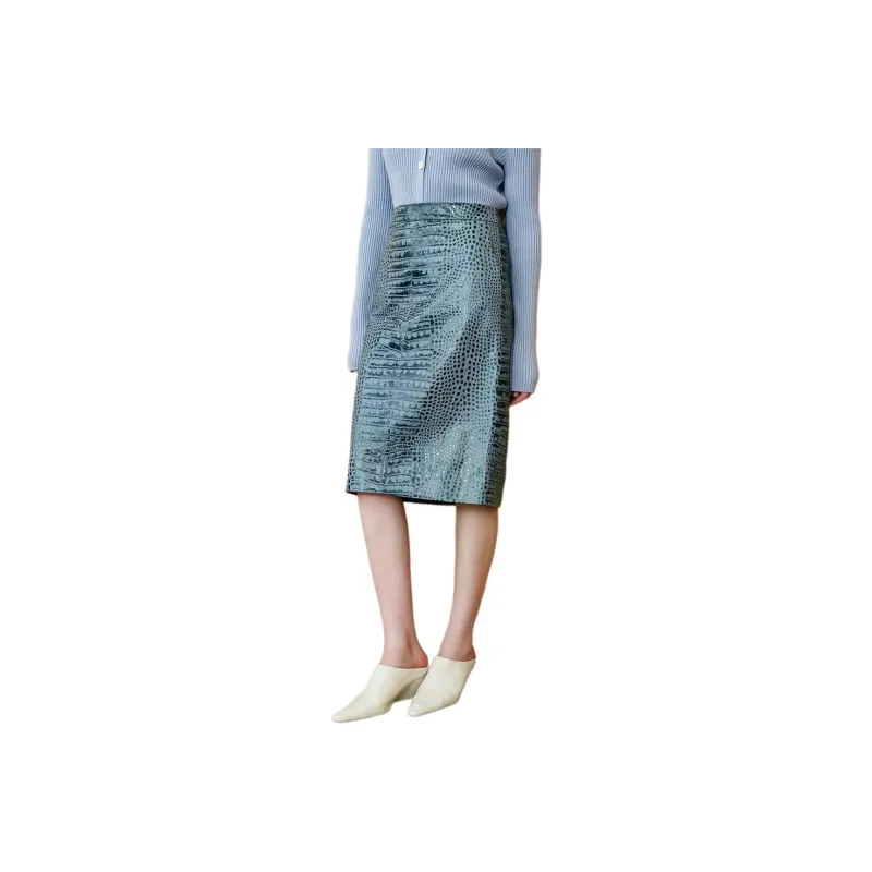 INSUN Leather Long Skirt Women's-4