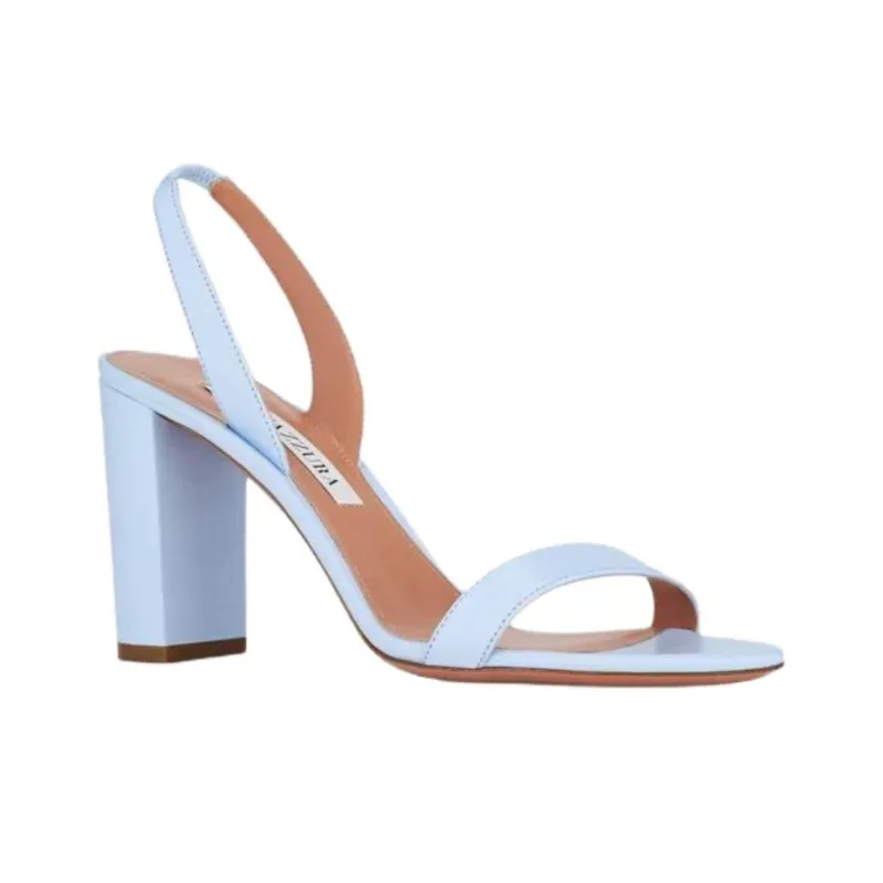 AQUAZZURA So Nude Block One Strap Sandals 8.5cm Women's Blue-2