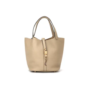 HERMES Picotin Lock Cow Leather Basket Bag, Bucket Bag, Handbag 22 Women's Trench Gray
