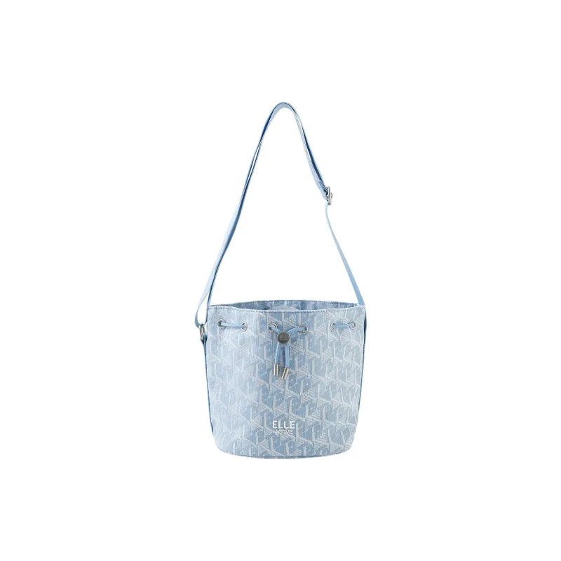Elle Active Fabric Bucket Bag, Shoulder Bag, Crossbody Bag Medium Size Women's Denim Blue-10