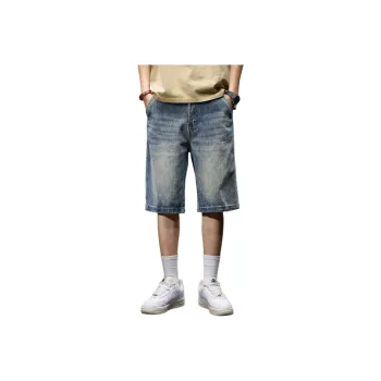 BUYDAUL Denim Shorts Men Blue