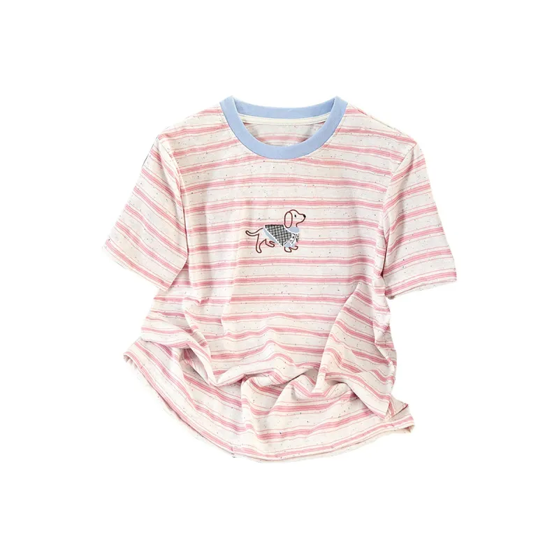 TOUCH T Shirts Women's Pink Stripes-0