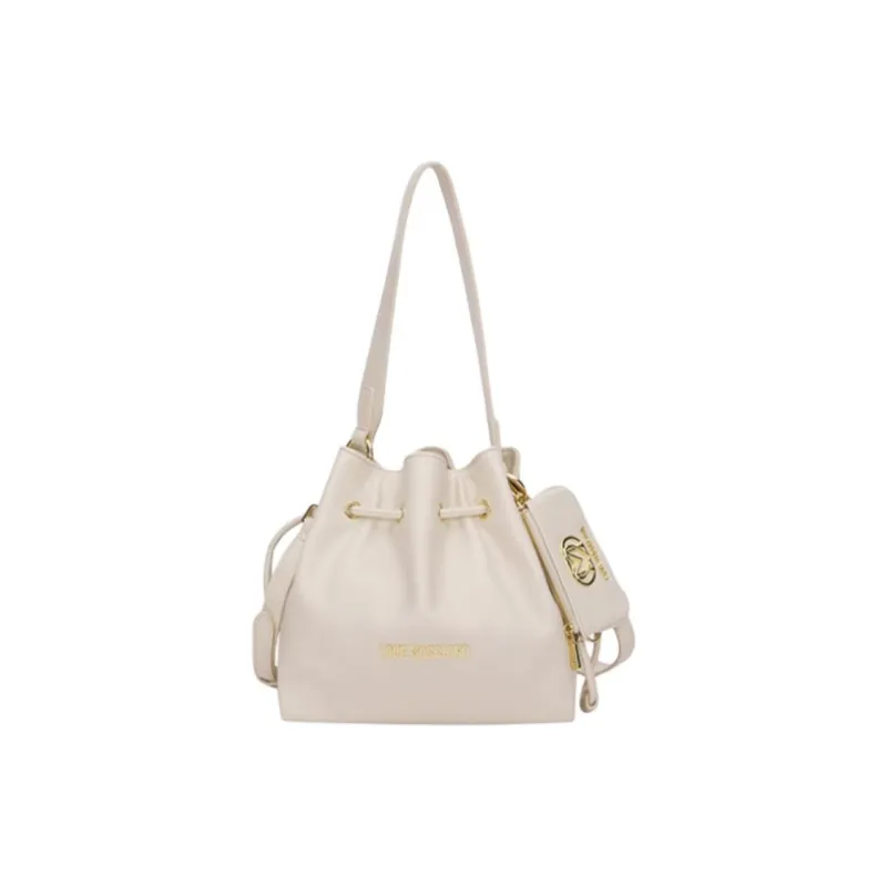 LOVE MOSCHINO PU Bucket Bag, Handbag, Shoulder Bag Medium Size Women's White-0