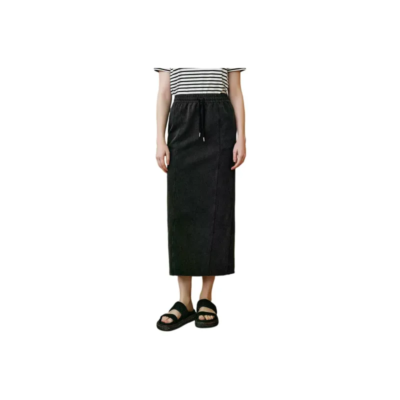 INSUN Denim Long Skirts Women's Black-1