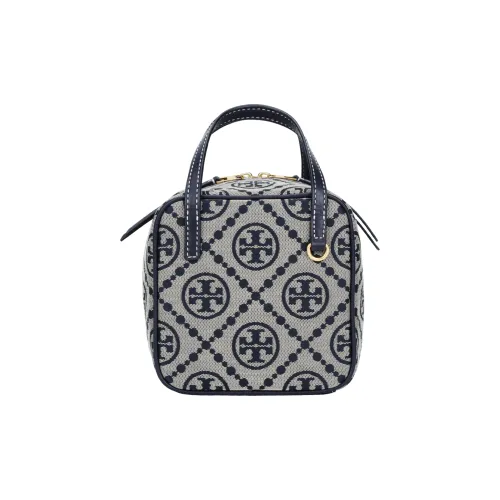 TORY BURCH T Monogram Fabric With Leather Square Bag Handbag Shoulder Bag Crossbody Bag Women's Navy