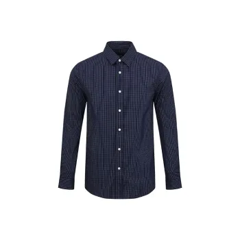 URBAN REVIVO Shirts Men Dark Blue Plaid