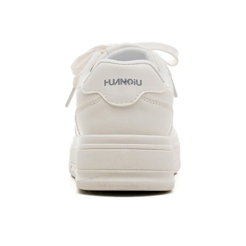 HUANQIU Slip Resistant Shock Absorbers With Abrasion Resistant Properties Low Top Skateboard Shoes Women's White-3