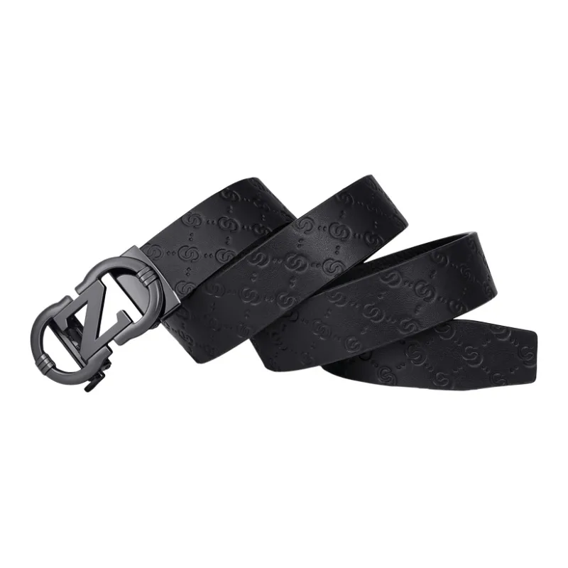 GOLF Top Grain Cow Leather Belts Men's Gunmetal, Gold 3.5cm-1