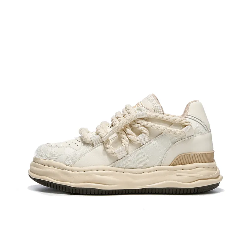 DVO Anti Slip Wear Resistant Low Top Stylish Skateboarding Shoes Unisex Beige-5