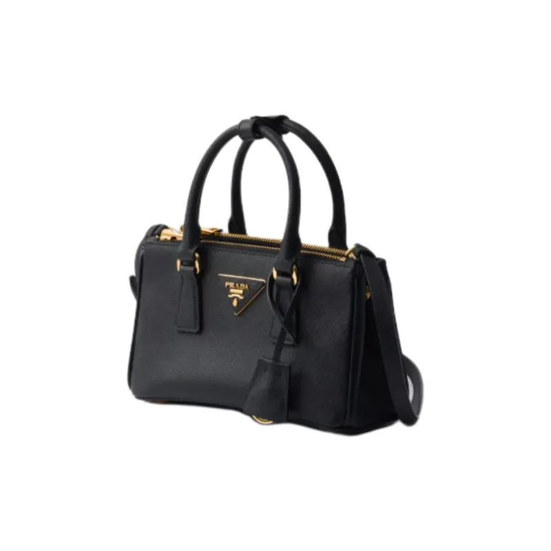 PRADA Saffiano Calfskin One Shoulder Handbag Mini Women's Black-1