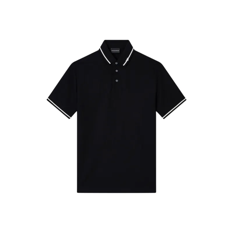 EMPORIO ARMANI Piqué Polo Shirt With Micro Eagle Embroidery And Trim-0