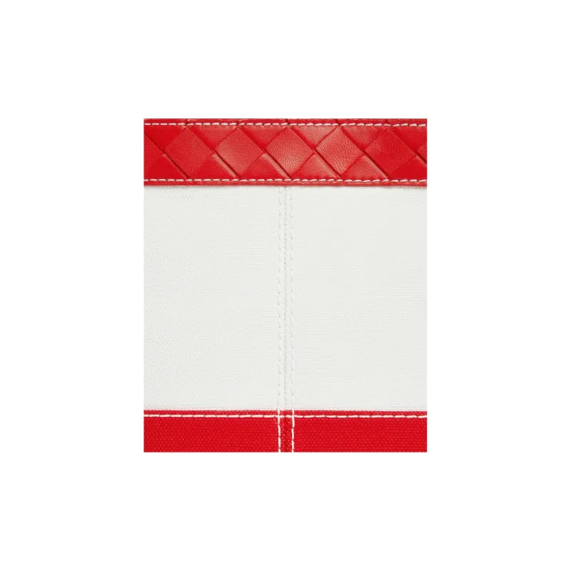 Bottega Veneta Canvas With Calfskin Clutch Medium Size Women's White & Red-4