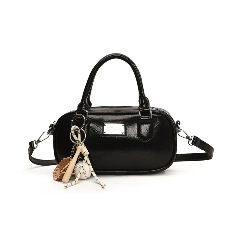Yalu PU Shoulder Bag, Crossbody Bag, Handbag Unisex Ecru/Black/Pink-20