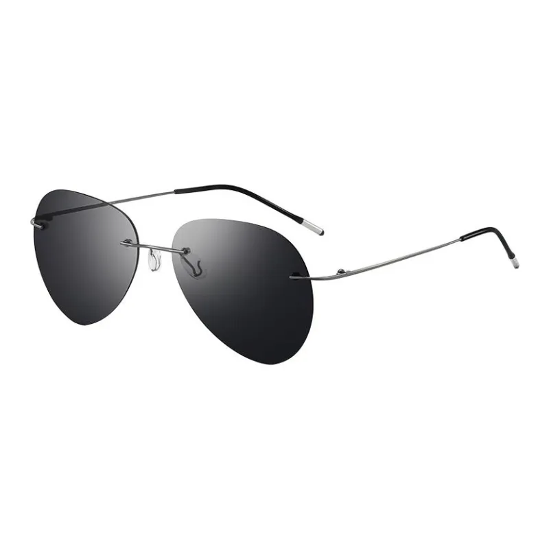 CAPONI Titanium Irregular Shape Sunglasses Unisex Black-1