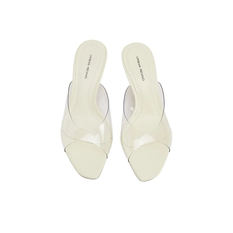 URBAN REVIVO Slide Slippers Women's Light Yellow-2