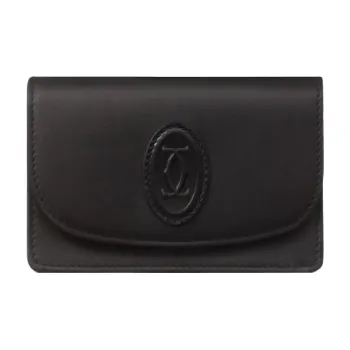 CARTIER Cow Leather Card Holder Women's Black