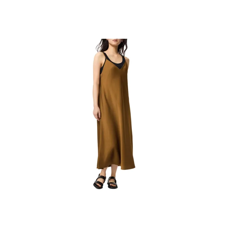 UNIQLO Slip Dresses Women's Camel-0