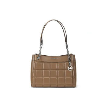 MICHAEL KORS Susan Leather Tote Bag, Shopping Bag, Shoulder Bag, Crossbody Bag, Handbag Medium Size Women's Light Brown